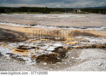 Great Fountain Geyser, A Geothermal Feature Along Firehole Lake Drive In Yellowstone National Park