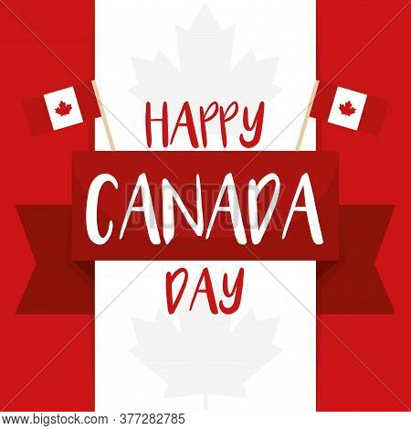 Happy Canada Day Card. Flag Of Canada. Maple Leaf - Vector