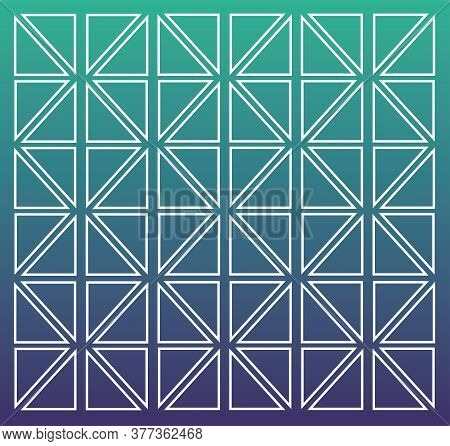 Blue Gradient Triangle Pattern. Abstract Polygonal Template. Vector Geometric Frame With Diagonal St