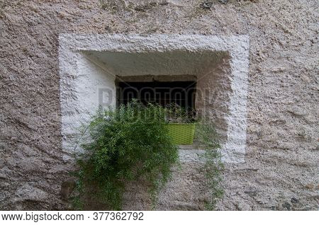 Typical Old Stone Window Detail Of A The Old Village Center Of Bigorio In The Capriasca Region In Ti