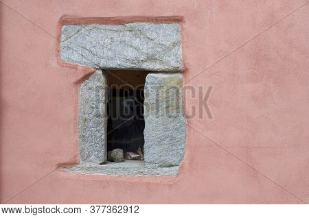 Typical Old Stone Window Of A The Old Village Center Of Bigorio In The Capriasca Region In Ticino Ca