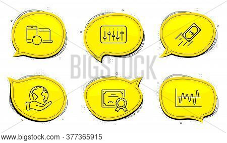 Recovery Devices Sign. Diploma Certificate, Save Planet Chat Bubbles. Fast Payment, Dj Controller An