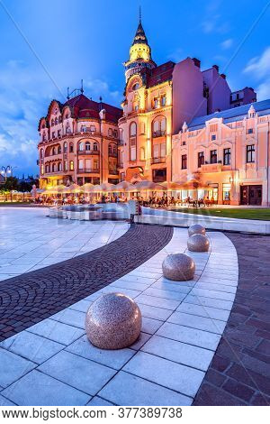 Oradea, Romania With Union Square And Black Eagle, Western Transylvania.