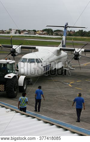 Ilheus, Bahia / Brazil - June 13, 2011: Atr-72 Aircraft From Trip Linhas Aereas Is Seen At Jorge Ama