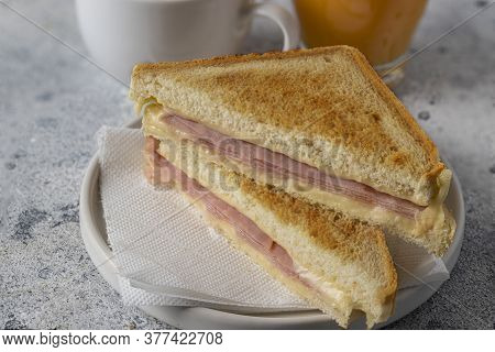 Ham And Cheese Sandwich Sandwich Cut In Half.popular Packed Lunch Food