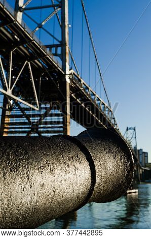 Hercilio Luz Bridge, Postcard Of The State Of Santa Catarina, Steel Cable Bridge.