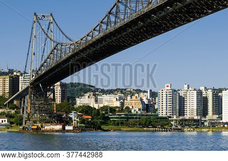 Hercilio Luz Bridge, Postcard Of The State Of Santa Catarina, Steel Cable Bridge.