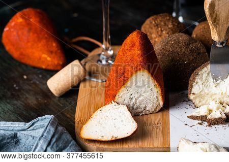 Swiss Cheese Belper Knolle. Assortment Of Cheese. Cheese Knife. Organic Product. Black Pepper. Itali
