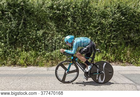 Bourgoin-jallieu, France - 07, May, 2017: The Danish Cyclist Michael Valgren Of Team Astana Riding D