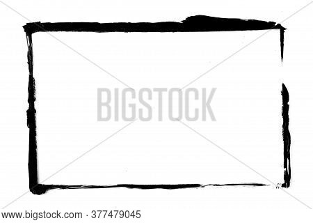 Black Grunge Frame Isolated On White Background.