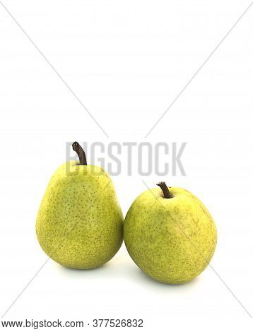 Two Green Pears Isolated On White Background.
