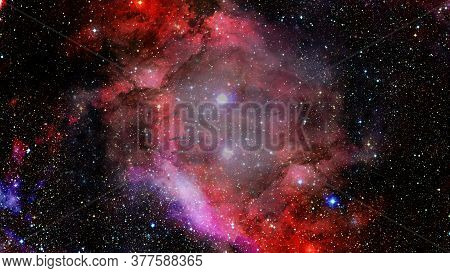 Hubble Views Galaxy And Nebula. Elements Of This Image Furnished By Nasa.
