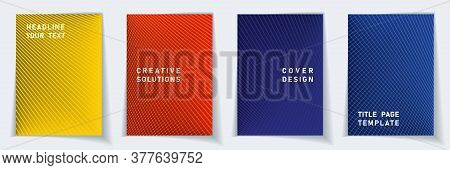 Cover Page Modern Layout Vector Design Set. Crossed Lines Texture Background Patterns. Brochure Temp