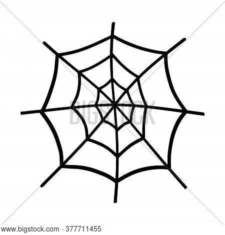 Web Isolated On A White Background. Web For Halloween, A Scary, Ghostly, Spooky Element For Design O