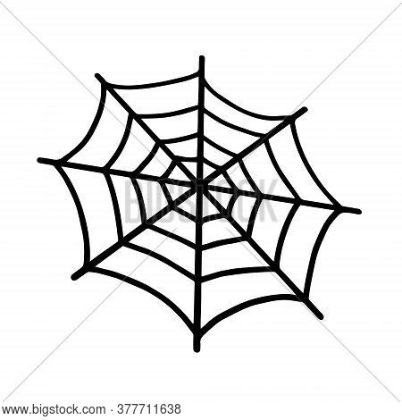 Web Isolated On A White Background. Web For Halloween, A Scary, Ghostly, Spooky Element For Design O
