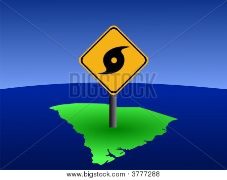 South Carolina kort med orkanen tegn