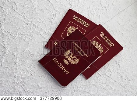 Passport Of The Russian Federation And Passport Of The Donetsk People's Republic . The Inscription I