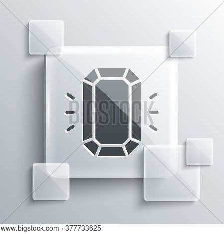 Grey Diamond Icon Isolated On Grey Background. Jewelry Symbol. Gem Stone. Square Glass Panels. Vecto
