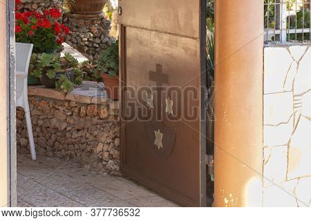 Daliyat Al-karmel, Israel, July 17, 2020 : The Entrance Gate At The Main Entrance To The Deir Al-muk