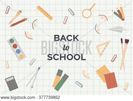 Back To School Poster, Banner Design Template. Colorful Back To School Template For Invitation, Post
