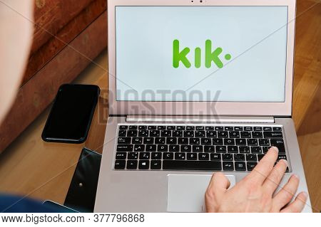 Kik Is Used For Business Meeting On Laptop By Man. An Illustrative Editorial Image. San Francisco, U