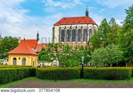 Franciscan Garden With Church Of Our Lady Of The Snows In Background, Prague, Czech Republic