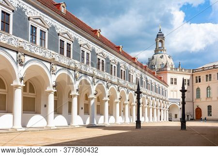 Dresden Castle With Frauenkirche (church Of Our Lady) Dome At Background, Dresden, Germany