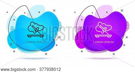 Line Scented Spa Stick On A Wooden Stand Icon Isolated On White Background. Incense Stick. Cosmetic 