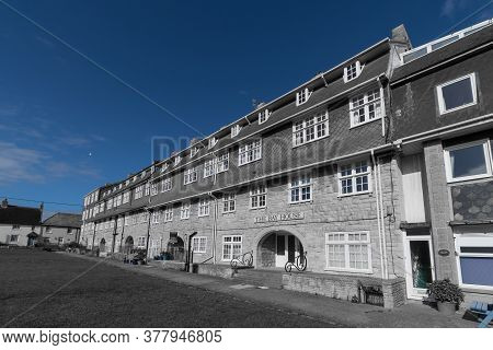 West Bay.dorset.united Kingdom.june 29th 2020.view Of The Pier Terrace At West Bay In Dorset