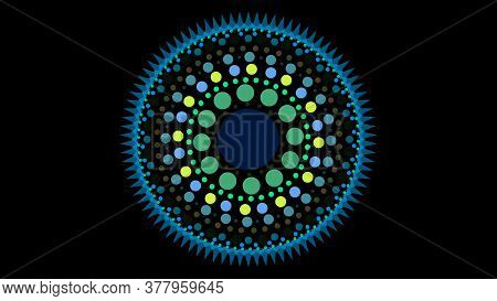 Art Dot Fade Circle And Outside Small Circle Multi Fresh Night Light Tone On Black Isolated