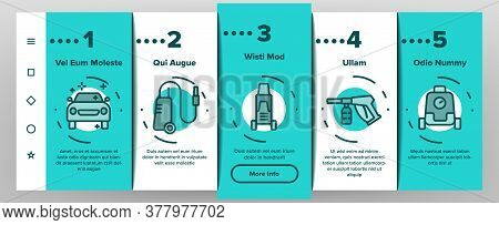 Pressure Washer Tool Onboarding Mobile App Page Screen Vector. Pressure Washer Equipment For Wash Ca