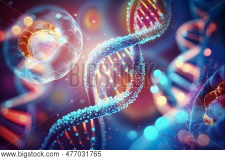 Dna Structure Of Human Cell Biology Dna Strands Molecular Structure , Science Background , 3d Illust
