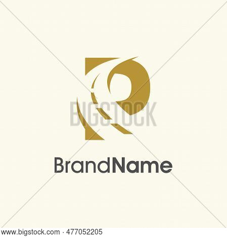 Simple And Elegant Illustration Logo Design Road Way Icon Combine With Initial P In Gold Color.