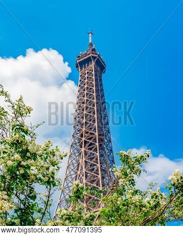 Famous Eiffel Tower In Spring, Paris, France