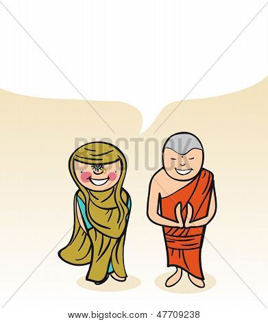 Cartoon indiano coppia bolla dialogo
