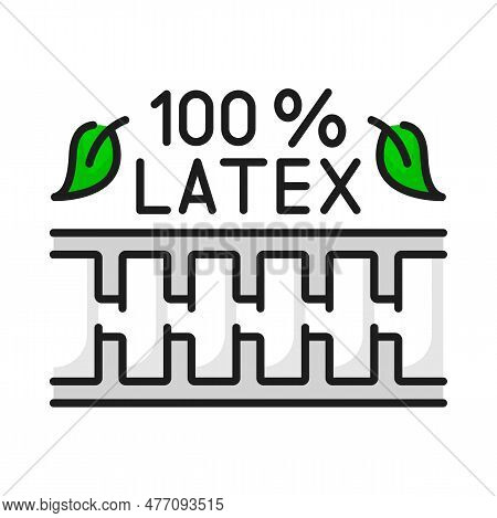 Latex Mattress Logo, Lightweight Orthopedic Pad Sign, Natural Breathable Bed For Healthy Sleep. Vect