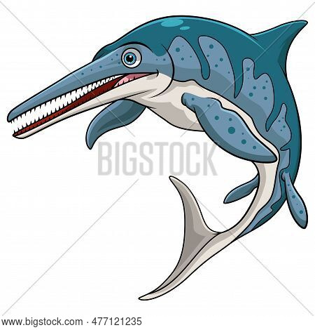 A Ichthyosaurus Smile Cartoon On White Background