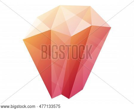 Shining Uncut Realistic Mineral Gemstone Red Ruby. Vector Isolated Magical Jewelry Treasure.