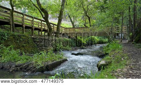 Surrounding Landscape Of The Estanislau Fountain Park And The Lourido River That Divides The Parishe
