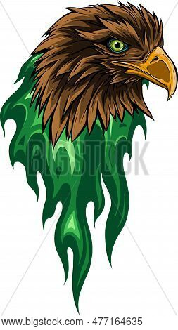 Vector Illustration Of Eagle With Flames Design