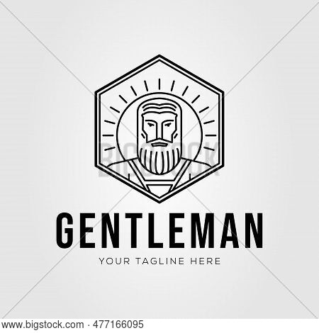 Gentleman Face With Beard And Sideburns Logo Vector Illustration Design