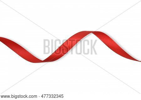 Clipping Path. Red Ribbon Isolated On White Background. Red Ribbon Decoration. Birthday Ribbon. Ribb
