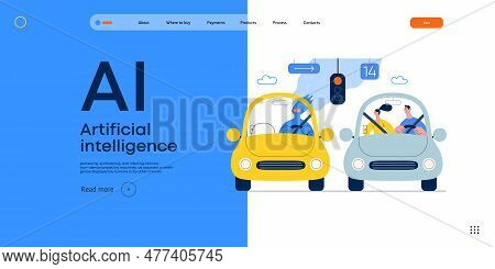 Artificial Intelligence, Driving -modern Flat Vector Concept Illustration Of An Artificial Intellige