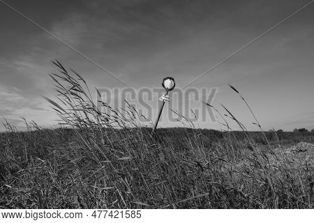 Road Closed Sign In A Rural Landscape In The Mostviertel Region Of Lower Austria Near Amstetten