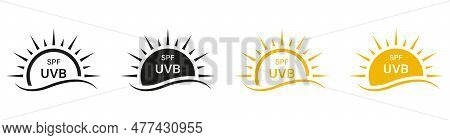 Uv, Uvb Skin Protection, Block Solar Radiation Pictogram Set. Anti Ultraviolet Rays. Spf Protect Ico