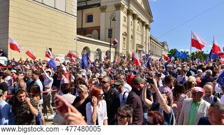 Warsaw, Poland. 4 June 2023. Hundreds Of Thousands March In  Anti-government Protest To Show Support