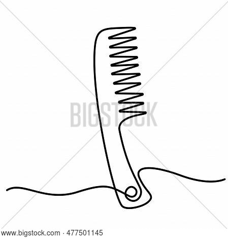 Professional Comb For Hair. Continuous One Line Drawing