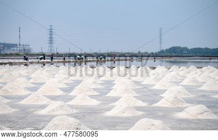 Sea Salt Farm In Thailand. Brine Salt. Raw Material Of Salt Industrial. Sodium Chloride. Evaporation