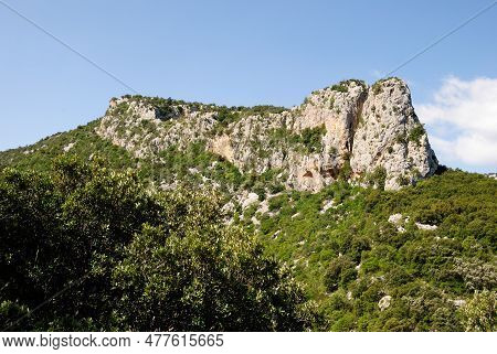 The Path To Old Cuile Sas Traes, In Background Monte Tiscali