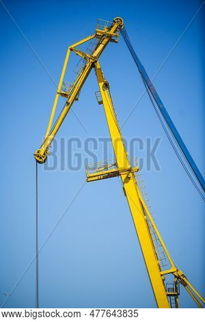 Container Terminal, With Cranes, In A Commercial Port